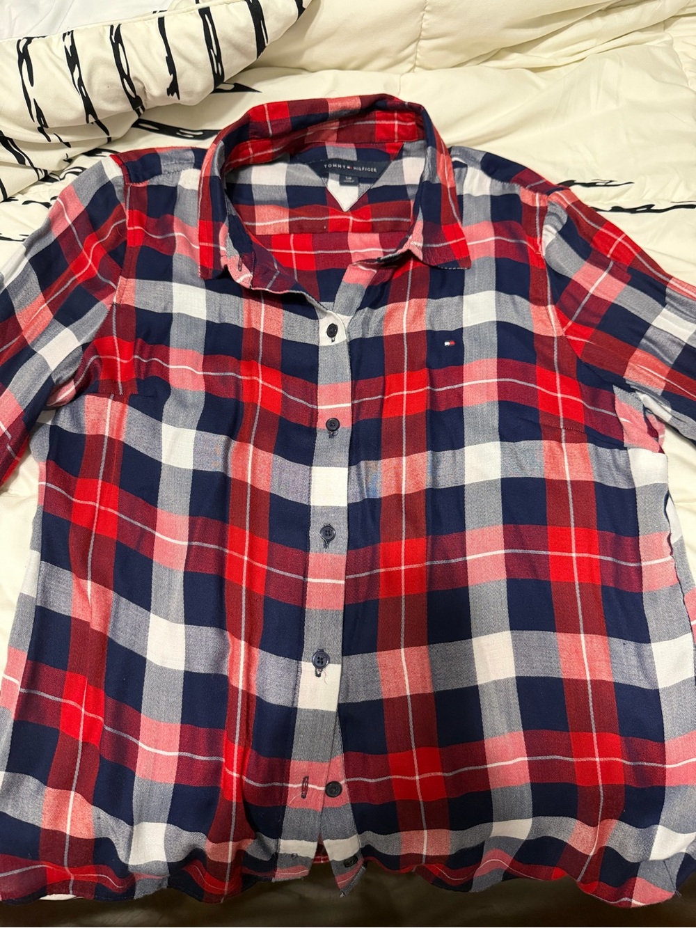 Tommy Hilfiger Red & Navy Plaid Button-Up Shirt